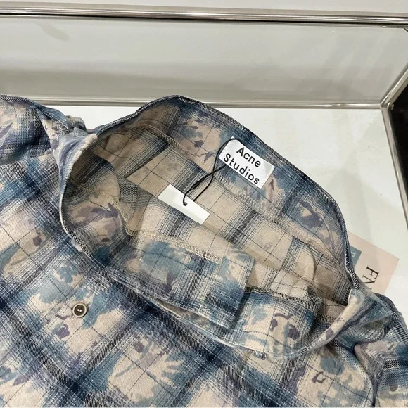 Acne Studios Blue and White Gradient Check Bandeau Blouse - Picture 7 of 12